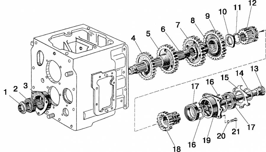 Схема передач трактора 12 21